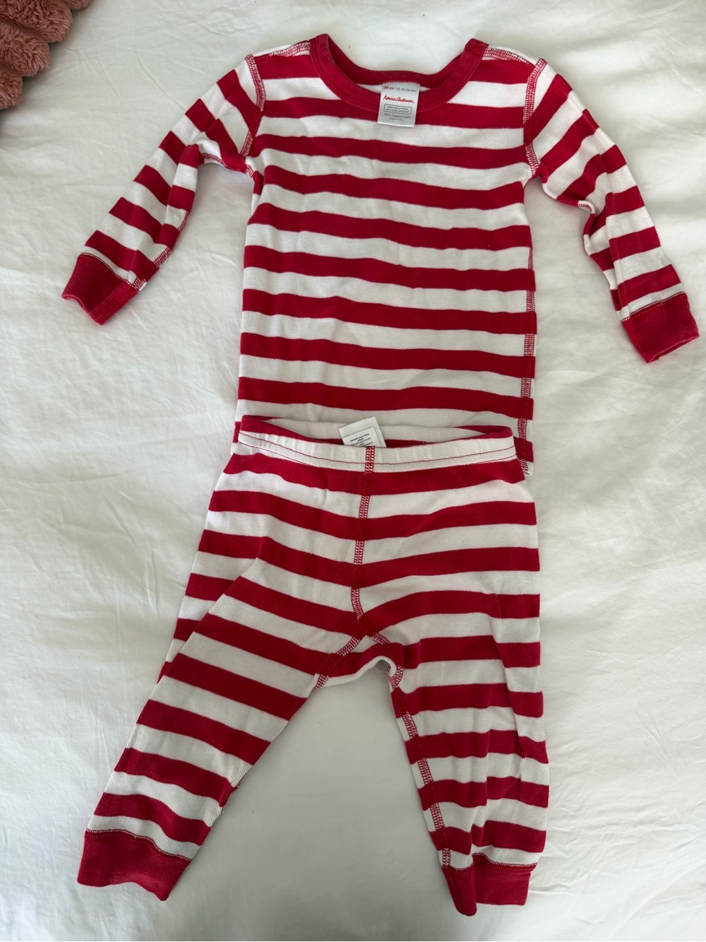 Hanna Andersson Red and White Striped Kids One-Piece Pajamas - 80/18-24 mo